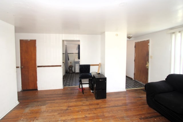 living room featuring dark hardwood / wood-style flooring