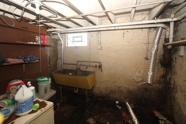 basement with sink