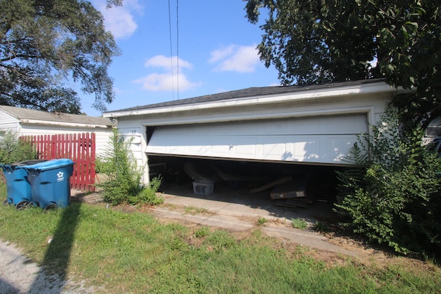 view of garage