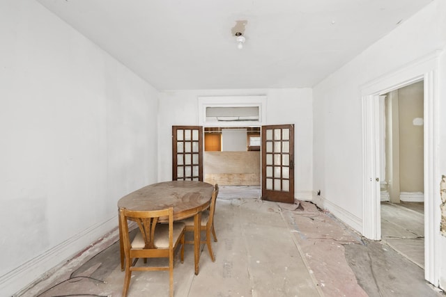 dining room featuring french doors