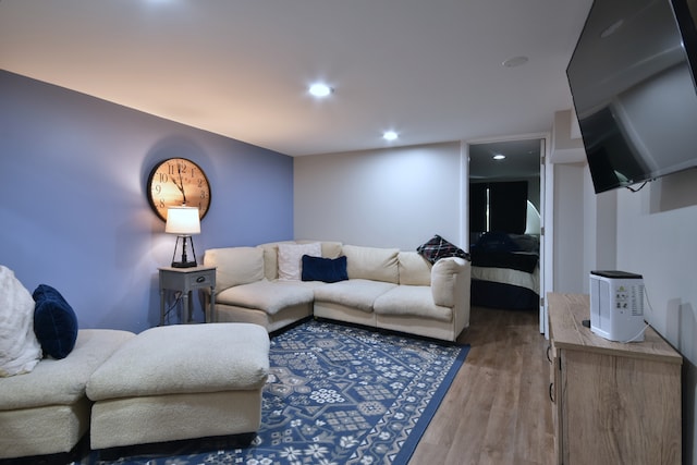 living room with hardwood / wood-style floors