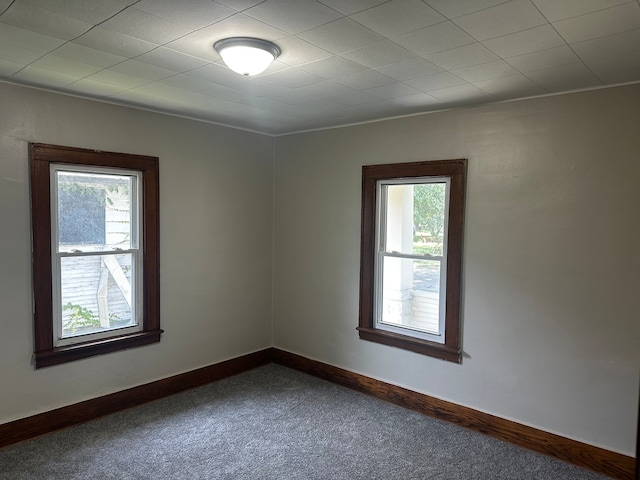 carpeted spare room featuring plenty of natural light