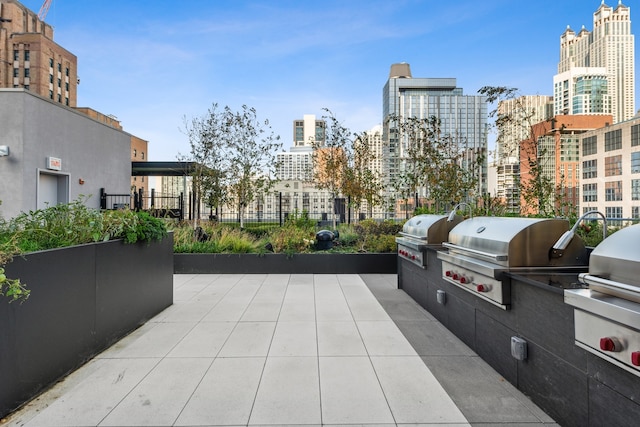 view of patio / terrace featuring area for grilling and a grill