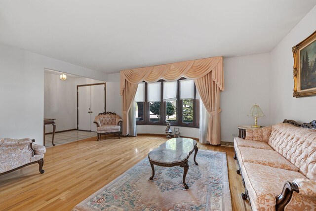 living room with light wood-type flooring