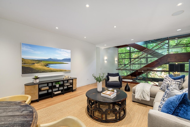 living room featuring light hardwood / wood-style flooring