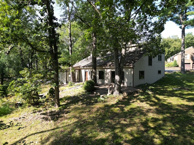 view of yard featuring a deck