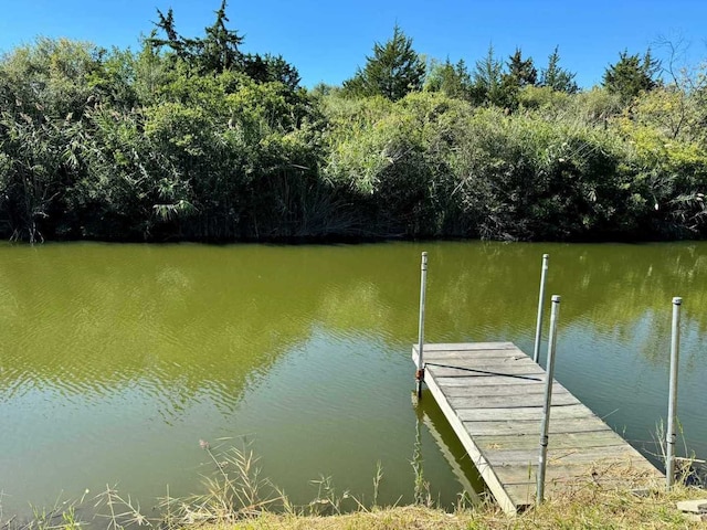 view of dock featuring a water view