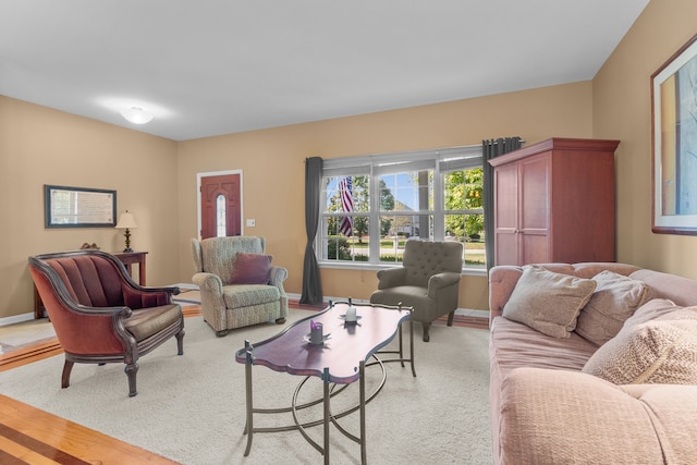 living room with light hardwood / wood-style floors