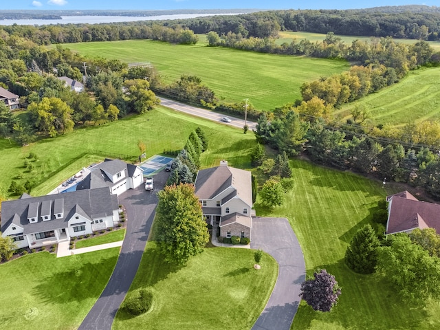 bird's eye view with a rural view