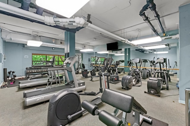 gym with carpet floors