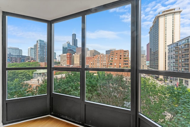 view of unfurnished sunroom