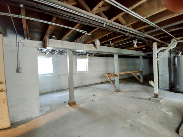 basement with water heater