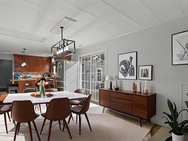 view of tiled dining room