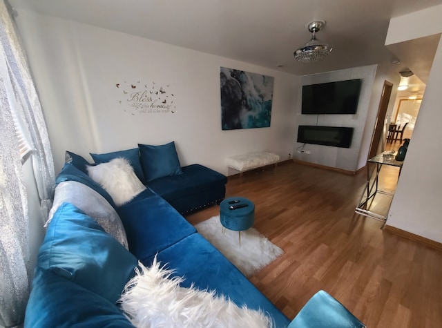 living room with hardwood / wood-style flooring