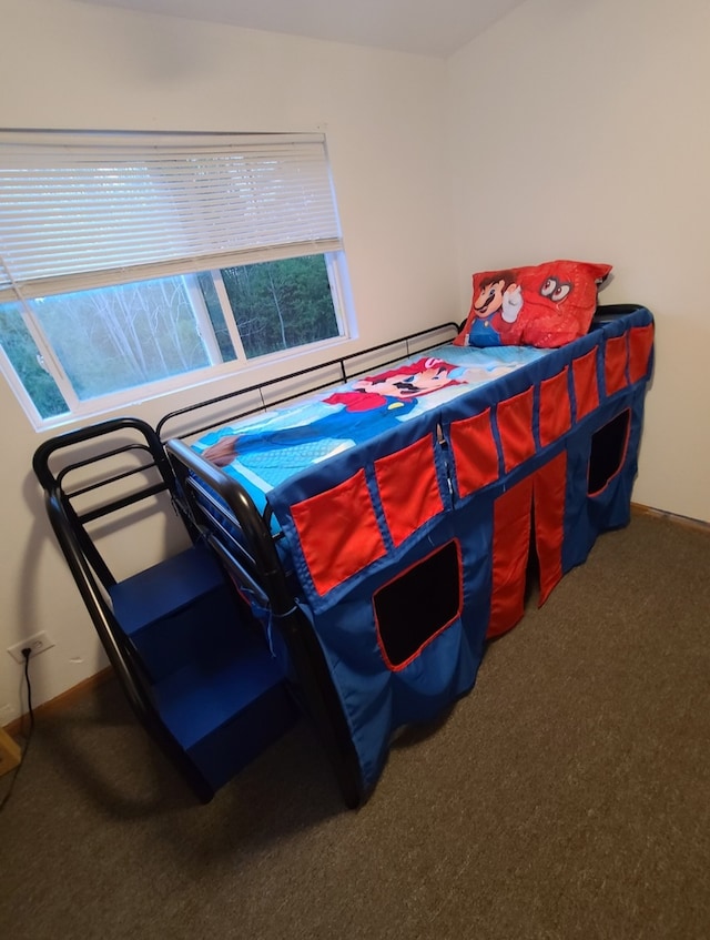 bedroom with multiple windows and carpet flooring