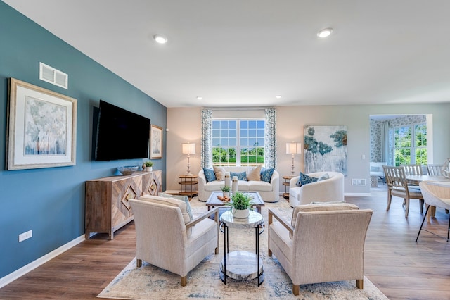 living room featuring hardwood / wood-style floors