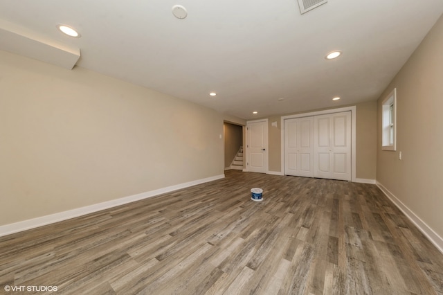 interior space with hardwood / wood-style flooring