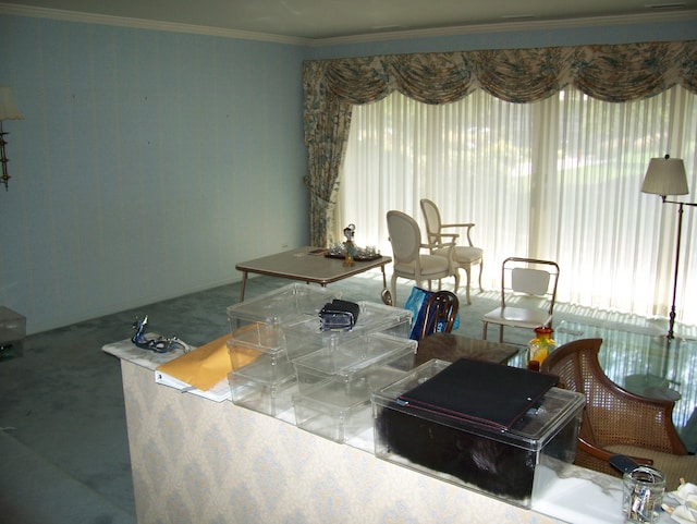 interior space with crown molding