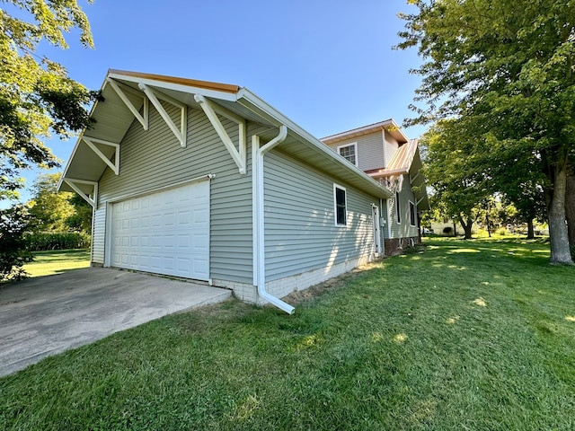 view of property exterior featuring a lawn