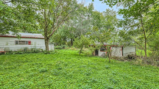view of yard with an outbuilding