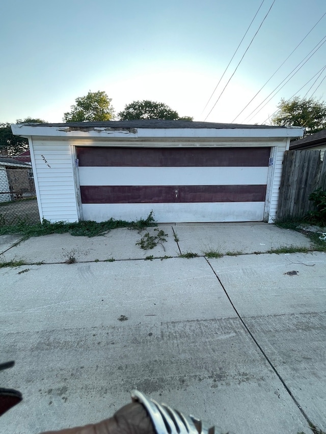 view of garage