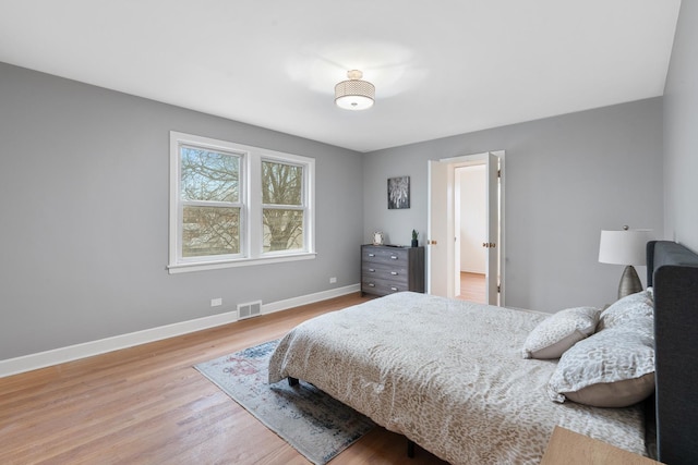 bedroom with light wood-type flooring