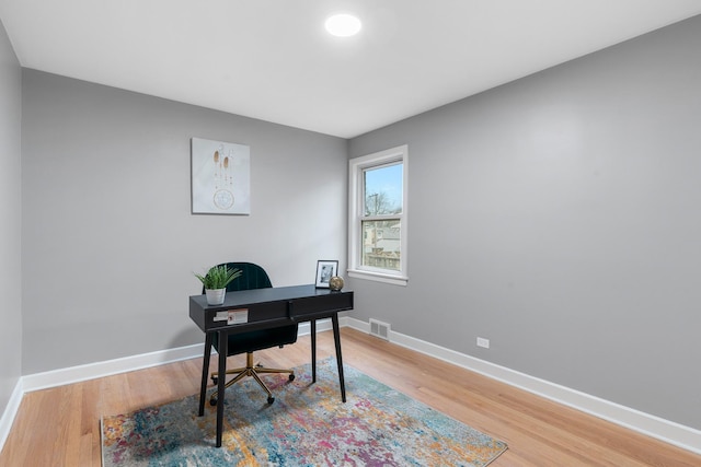 office area featuring wood-type flooring