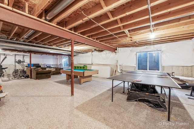 playroom with pool table