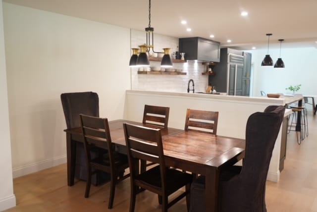 dining space featuring hardwood / wood-style floors