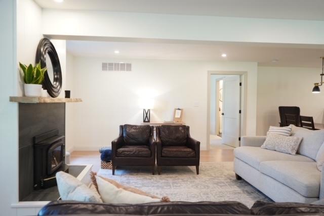 living room with hardwood / wood-style flooring