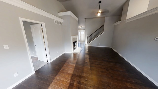 8309 Dylan Dr, Merrillville, IN 46410 - interior space with baseboards, wood-type flooring, visible vents, and stairway