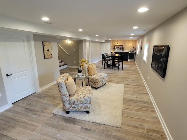 living room featuring light hardwood / wood-style floors