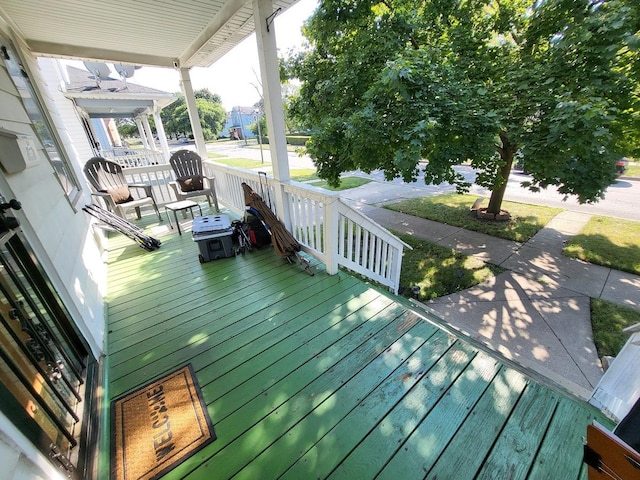 deck featuring a porch