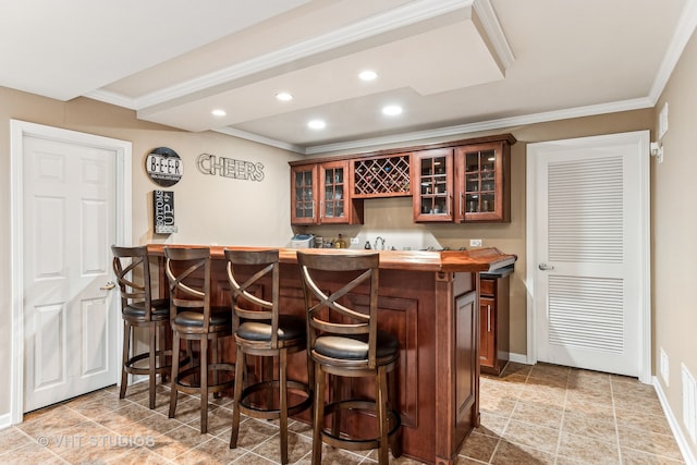 bar featuring ornamental molding