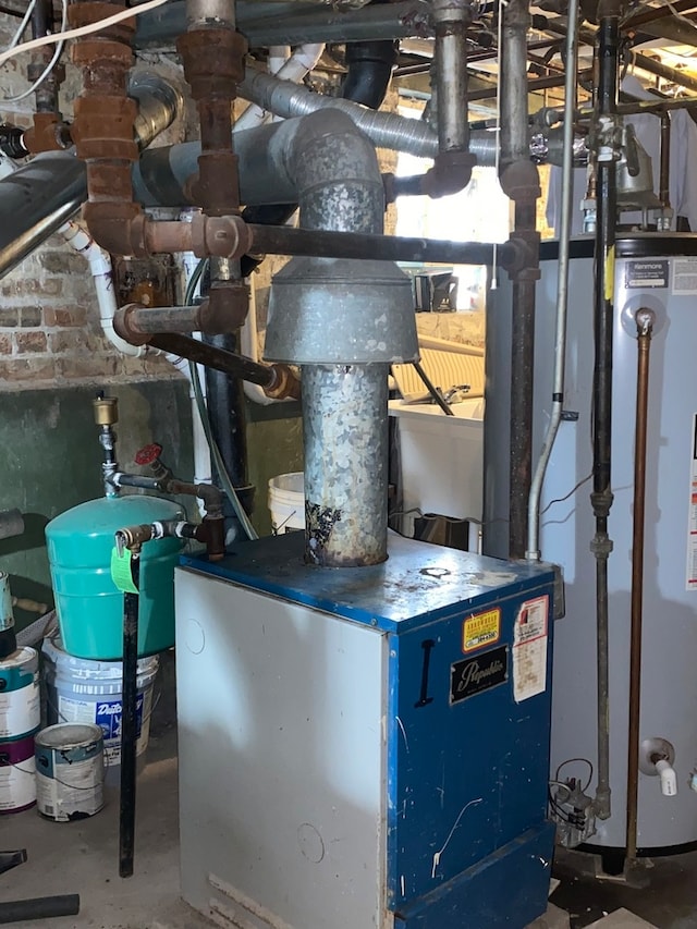 utility room with gas water heater