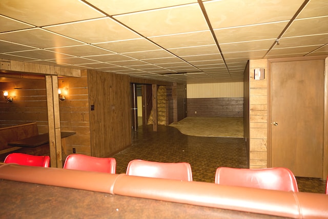 interior space with wooden walls