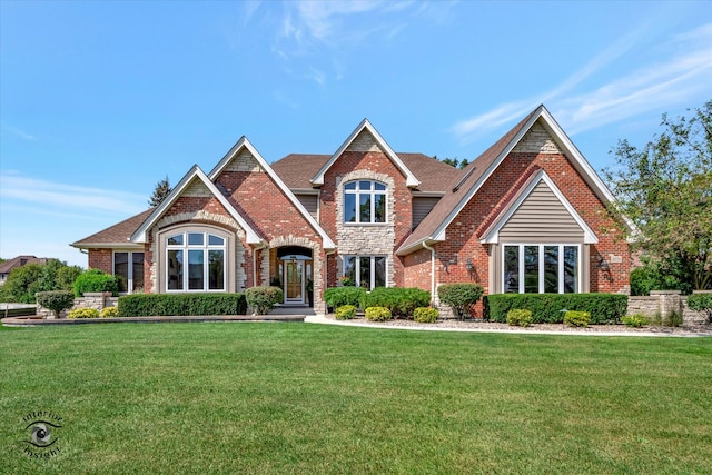 view of front of property with a front lawn