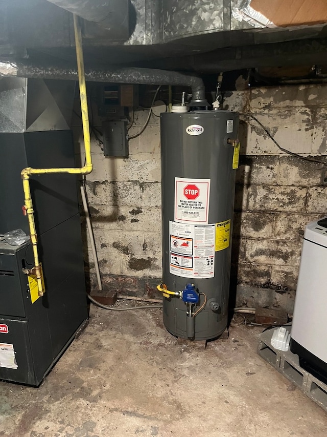 utility room with water heater