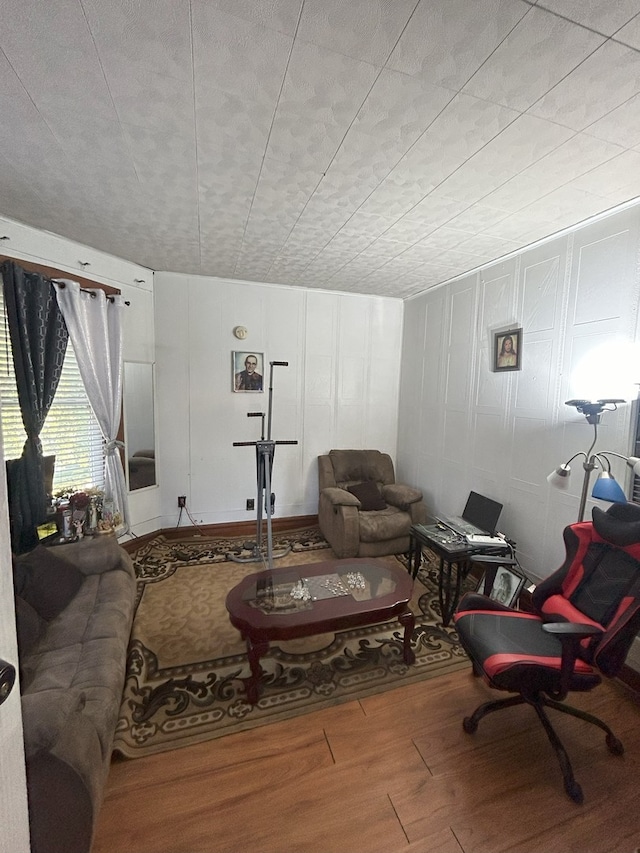 living room with hardwood / wood-style flooring