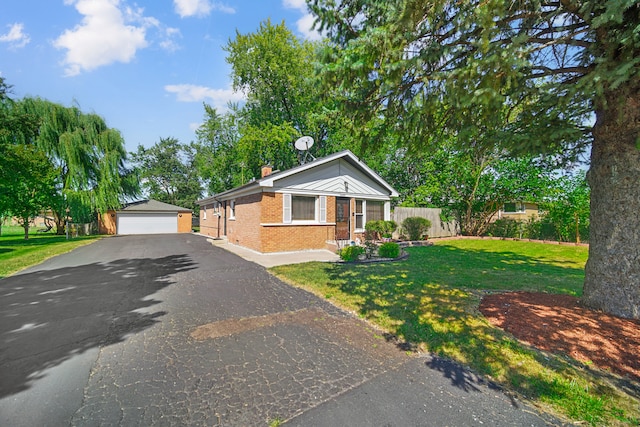 ranch-style home with a front lawn