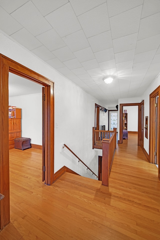 hall with light wood-type flooring