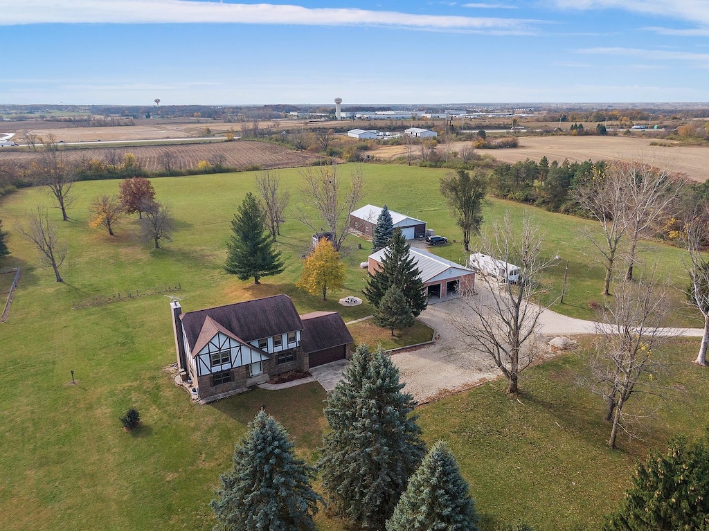 drone / aerial view featuring a rural view