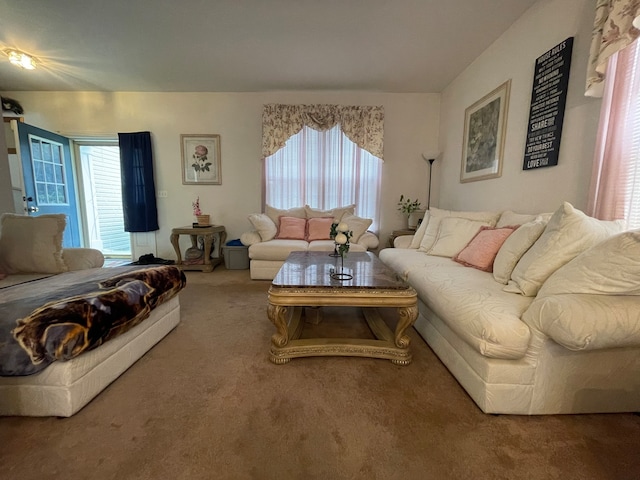 living room featuring carpet floors