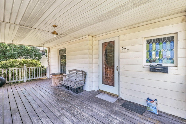 deck featuring a porch