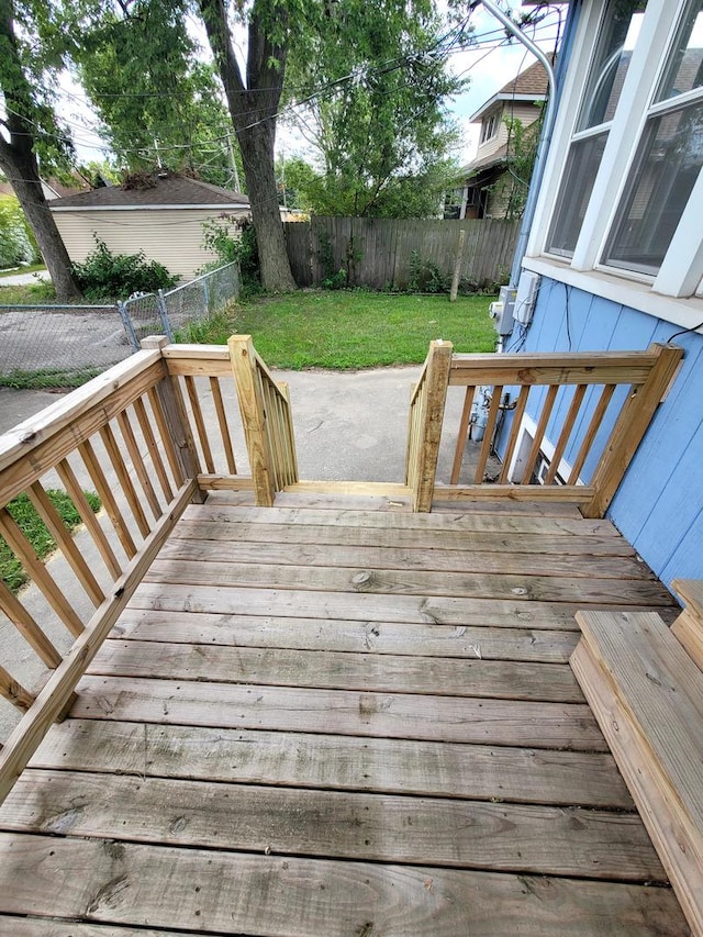 521 Forsythe Ave, Calumet City, IL 60409 - wooden deck with a fenced backyard and a yard