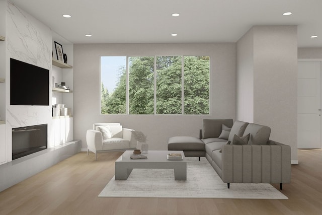 living room featuring light hardwood / wood-style flooring