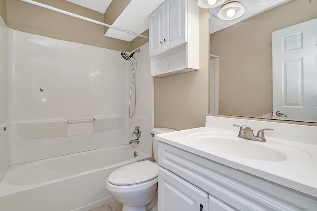 full bathroom featuring tile patterned flooring, vanity, toilet, and shower / tub combination