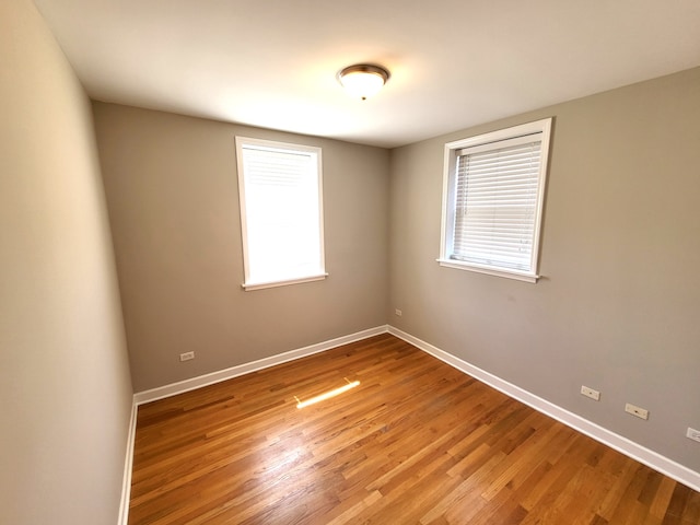 spare room featuring wood-type flooring