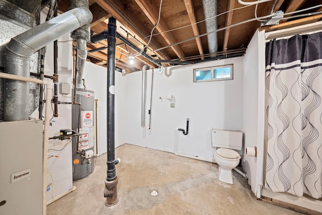 basement featuring water heater