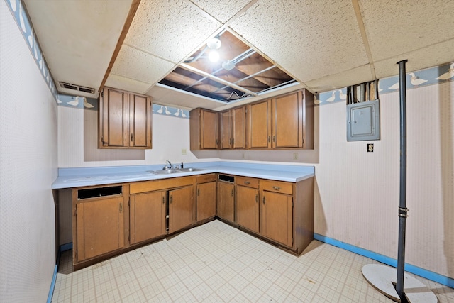 laundry area with electric panel and sink